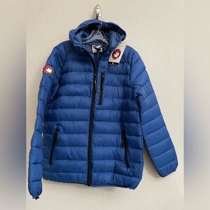 Canada Weather Gear Packable Down Jacket Royal blue Mens Medium with bag